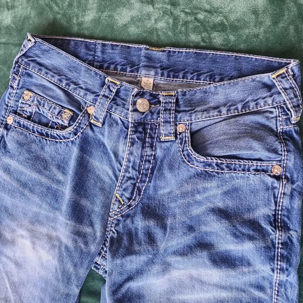 True Religion Slim Straight Jeans Men's 31x32 Medium Wash Horseshoe Y2K Denim